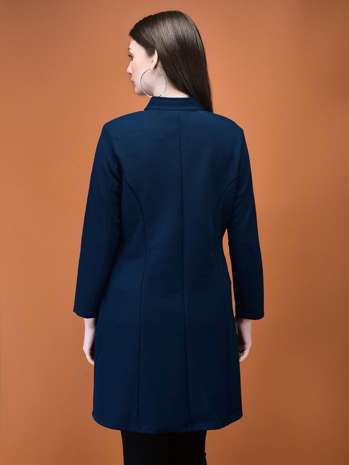 Women Viscose Navy Blue Solid Shrug.