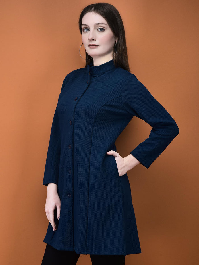 Women Viscose Navy Blue Solid Shrug.