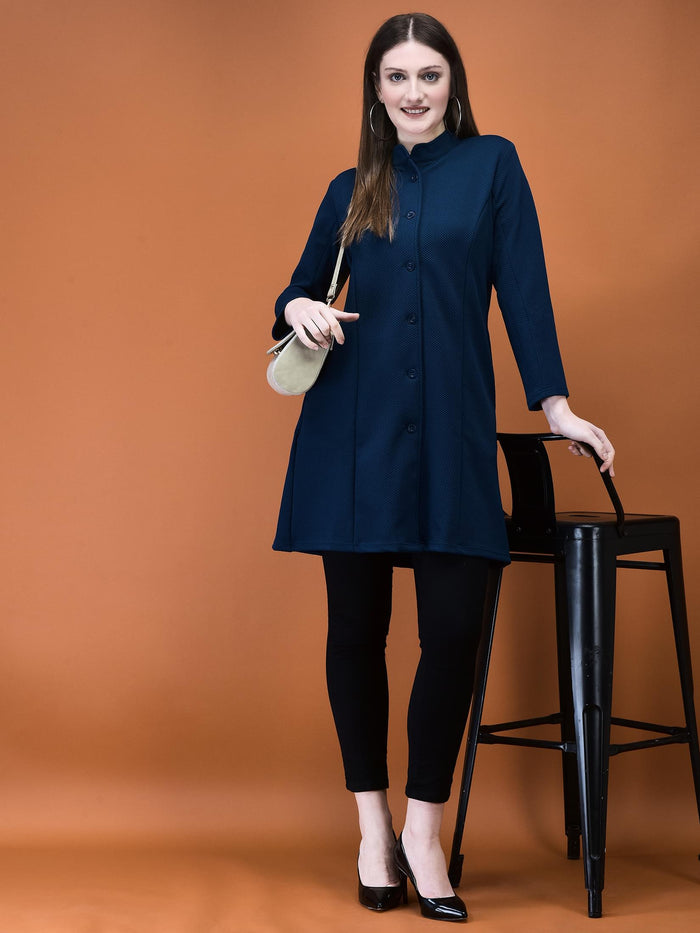 Women Viscose Navy Blue Solid Shrug.