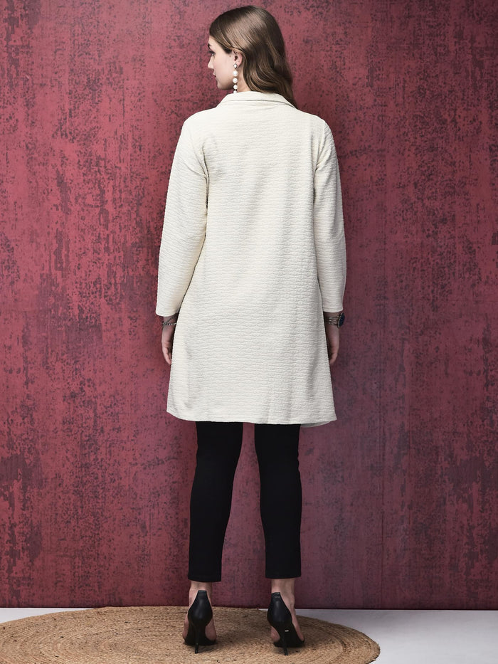 Women Viscose Off White Solid Shrug.