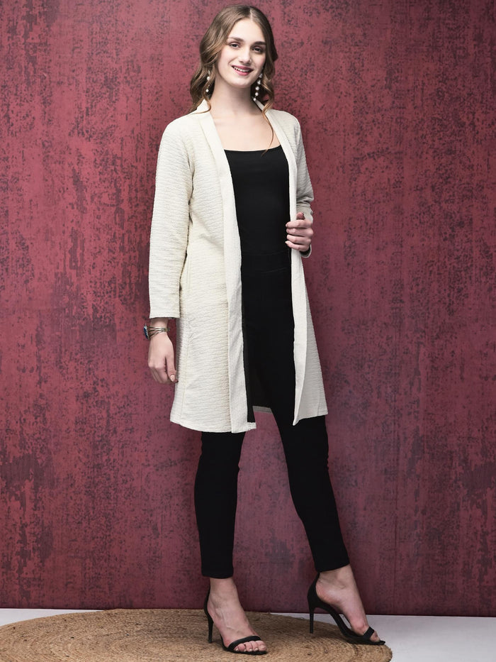 Women Viscose Off White Solid Shrug.