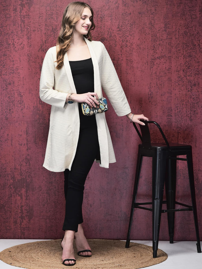 Women Viscose Off White Solid Shrug.