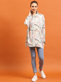 Women White Abstract Printed Shirt.