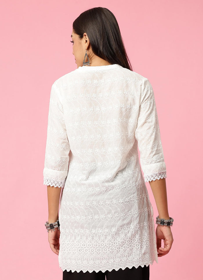 Women White Embroidered Tunic.