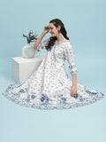 Women White Floral Printed Dress.