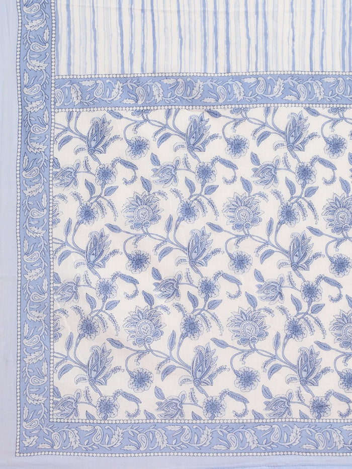 Women White Floral Printed Kurta Comfort Pant Dupatta.
