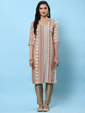 Women White Printed Kurta.