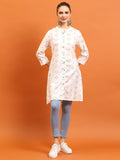 Women White Printed Kurti.