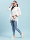 Women White Solid Boxy Tunic.
