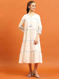Women White Solid Dress.