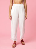 Women White Solid Trouser.