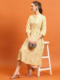 Women Yellow Printed Dress.