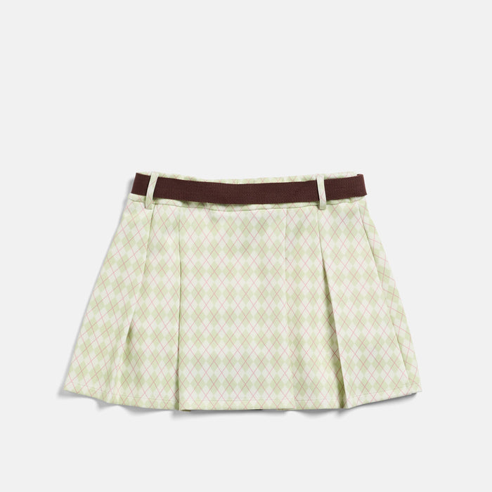 Women's Argyle Golf Skirt - Cream/Sage