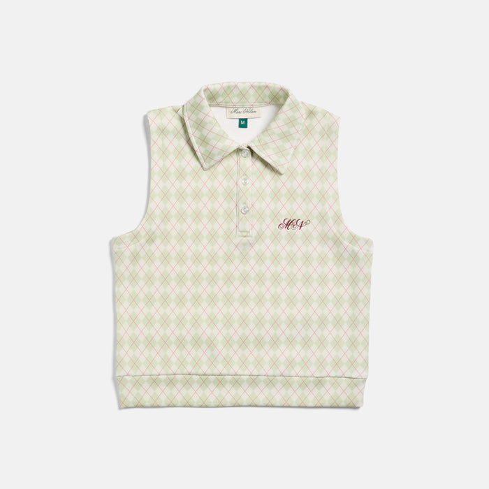 Women's Argyle Golf Vest - Cream/Sage