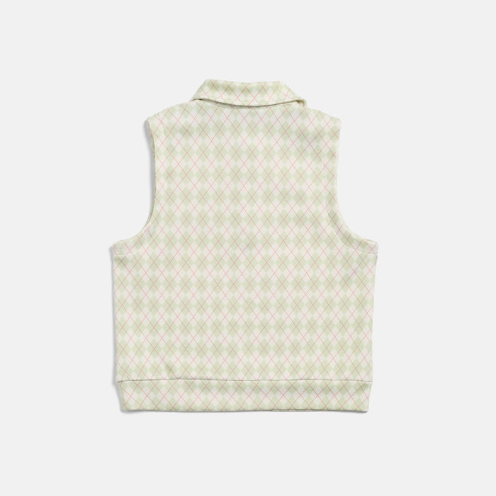 Women's Argyle Golf Vest - Cream/Sage