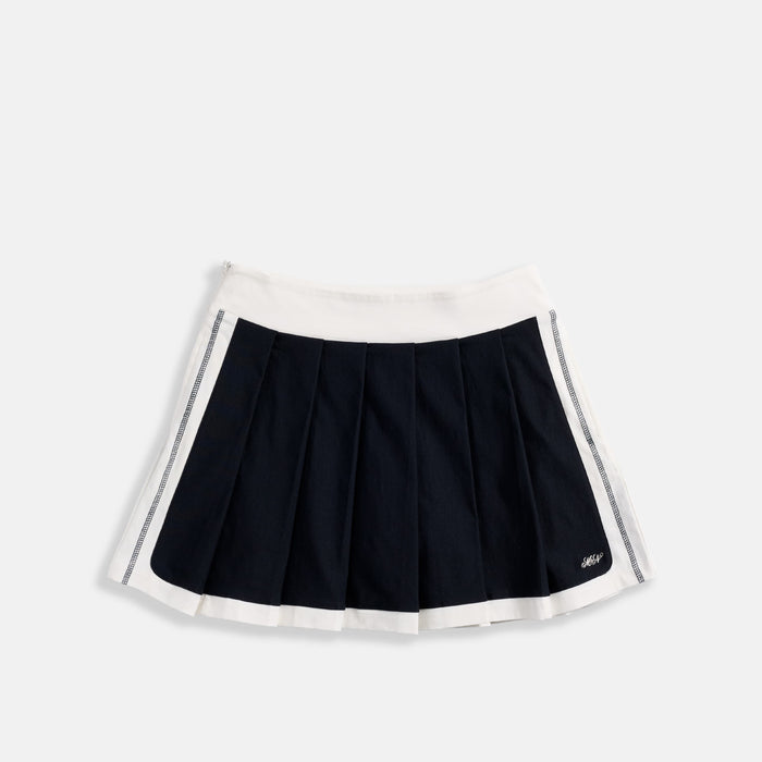 Women's Pleated Tennis Skirt - Navy/White