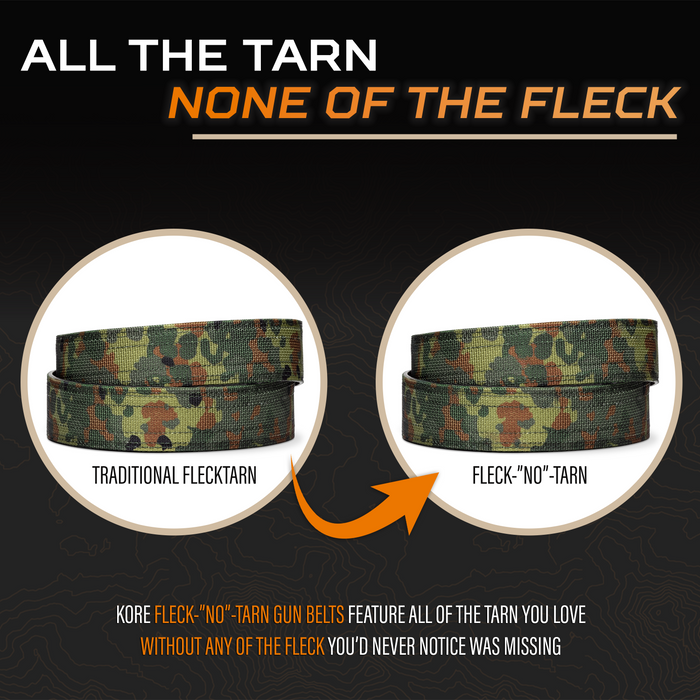 Graphic Showcasing the difference between Kore Flecknotarn gun belts and Kore Flecktarn gun belts