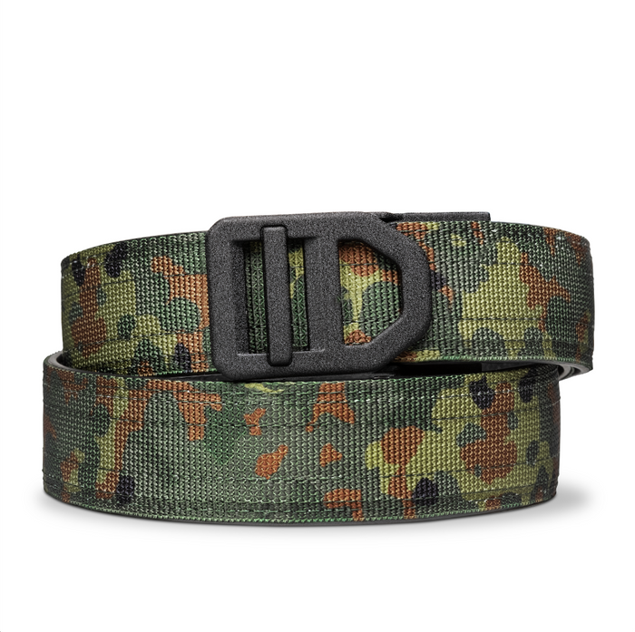 Kore Essentials Ratcheting Style Flecktarn Camo Nylon Web Gun Belt With an X5 Buckle