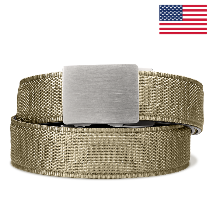 Kore Essentials USA Tan 499 Tactical Gun Belt with an X4 Stainless Steel Buckle