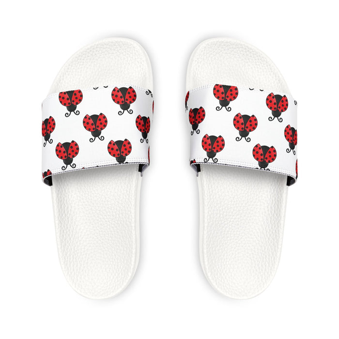 Youth Ladybug Slide Sandals — Removable Strap Cute Red Ladybug Pattern - 314 Originals